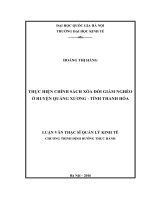 (LUẬN VĂN THẠC SĨ) Thực hiện chính sách xóa đói giảm nghèo ở huyện Quảng Xương - tỉnh Thanh Hóa