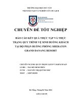 BÁO cáo kết QUẢ THỰC tập và THỰC TRẠNG QUY TRÌNH vệ SINH BUỒNG KHÁCH tại bộ PHẬN BUỒNG PHÒNG SHERATON GRAND DANANG RESORT 