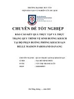 BÁO cáo kết QUẢ THỰC tập và THỰC TRẠNG QUY TRÌNH vệ SINH BUỒNG KHÁCH tại bộ PHẬN BUỒNG PHÒNG KHÁCH sạn BELLE MAISON PAROSAND DANANG 
