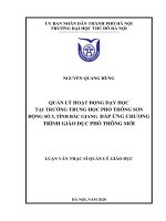 Luận văn Thạc sĩ Quản lý hoạt động dạy học tại trường trung học phổ thông Sơn Động số 3, tỉnh Bắc Giang đáp ứng chương trình giáo dục phổ thông mới