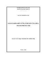 (LUẬN VĂN THẠC SĨ) Giảm nghèo bền vững ở huyện Ứng Hòa, thành phố Hà Nội