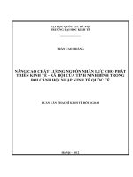 (LUẬN VĂN THẠC SĨ) Nâng cao chất lượng nguồn nhân lực cho phát triển kinh tế xã hội của tỉnh Ninh Bình trong bối cảnh hội nhập kinh tế quốc tế