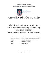 BÁO cáo kết QUẢ THỰC tập và THỰC TRẠNG QUY TRÌNH PHỤC vụ SET MENU tại NHÀ HÀNG BISTECCA KHÁCH sạn NEW ORIENT HOTEL DANANG 