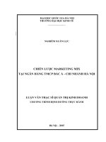 (LUẬN văn THẠC sĩ) chiến lược marketing mix tại ngân hàng TMCP bắc á   chi nhánh hà nội   