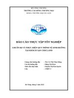 CHUẨN bị và THỰC HIỆN QUY TRÌNH vệ SINH BUỒNG tại KHÁCH sạn CHICLAND 