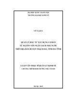 (LUẬN văn THẠC sĩ) quản lý đầu tư xây dựng cơ bản từ nguồn vốn ngân sách nhà nước trên địa bàn huyện thạch hà, tỉnh hà tĩnh   