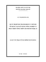(LUẬN văn THẠC sĩ) quản trị rủi ro thanh khoản và rủi ro tín dụng tại ngân hàng nông nghiệp và phát triển nông thôn chi nhánh nghệ an 
