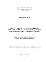 (LUẬN VĂN THẠC SĨ) Quản lý đầu tư xây dựng cơ bản của Học viện Chính trị - Hành chính quốc gia Hồ Chí Minh