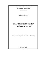 (LUẬN văn THẠC sĩ) phát triển công nghiệp ở tỉnh bắc giang   
