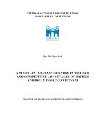 (LUẬN văn THẠC sĩ) a study on tobacco industry in vietnam and competitive advantages of british american tobacco vietnam  