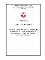 Thanh toán không dùng tiền mặt tại chi nhánh ngân hàng đầu tư và phát triển tỉnh phú thọ, ngân hàng đầu tư và phát triển việt nam thực trạng và giải pháp 