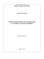 (LUẬN VĂN THẠC SĨ) Phương pháp phân cụm tài liệu Web và áp dụng vào máy tìm kiếm  Luận văn ThS. Công nghệ thông tin  1 01 10