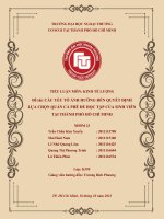 TIỂU LUẬN MÔN KINH TẾ LƯỢNG Đề tài CÁC YẾU TỐ ẢNH HƯỞNG ĐẾN QUYẾT ĐỊNH LỰA CHỌN QUÁN CÀ PHÊ ĐỂ HỌC TẬP CỦA SINH VIÊN TẠI THÀNH PHỐ HỒ CHÍ MINH