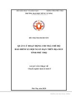 Quản lý hoạt động chi trả chế độ bảo hiểm xã hội ngắn hạn trên địa bàn tỉnh phú thọ 