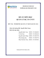 ĐỒ ÁN MÔN HỌC QUẢN LÝ DỰ ÁN CNTT ĐỀ TÀI WEBSTIE QUẢN LÝ BÁN QUẦN ÁO