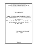 (LUẬN VĂN THẠC SĨ) A study on using authentic materials in teaching English in the context of Bac Giang High school for gifted students