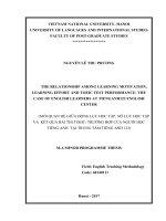 (LUẬN văn THẠC sĩ) the relationship among learning motivation, learning effort and toeic test performance the case of english learners at tienganh 123 english center  