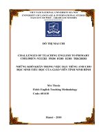 (LUẬN VĂN THẠC SĨ) Challenges of teaching English to primary children - voices from Ninh Binh teachers