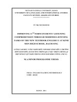 (LUẬN VĂN THẠC SĨ) Improving 11th form students'' listening comprehension through modified listening task of the new textbook English 11 at Kinh Mon High school, Haiduong