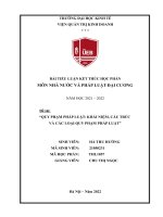 BÀI TIỂU LUẬN KẾT THÚC HỌC PHẦN MÔN NHÀ NƯỚC VÀ PHÁP LUẬT ĐẠI CƯƠNG  Đề tài QUY PHẠM PHÁP LUẬT KHÁI NIỆM, CẤU TRÚC VÀ CÁC LOẠI QUY PHẠM PHÁP LUẬT