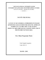 (LUẬN VĂN THẠC SĨ) A study on mataphorical expressions in English advertising slogans from the semantic approach