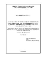 (LUẬN VĂN THẠC SĨ) An evaluation on the validity of English tests used for English 10 at some Higher Secondary School in the Middle and North of Vietnam, from Ha Tinh to Ha Nam