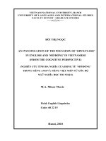 (LUẬN văn THẠC sĩ) an investigation of the polysemy of openclose in english and mởđóng in vietnamese (from the cognitive perspective) 