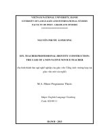 (LUẬN văn THẠC sĩ) EFL teacher professional identity construction the case of a non native novice teacher 