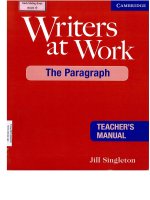 Writers at work the paragraph teachers manual 