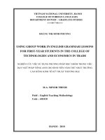 (LUẬN VĂN THẠC SĨ) Using group work in English grammar lessons for first-year students in the College of Technologies and Economics in Trade