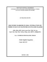 (LUẬN văn THẠC sĩ) discourse markers in oral interaction by third year ULIS mainstream english majors   m a thesis linguistics 60 22 15 