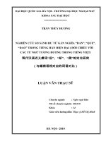 (LUẬN văn THẠC sĩ) nghiên cứu so sánh hư từ gần nghĩa DAN, QUE, DAO trong tiếng hán hiện đại (đối chiếu với các từ ngữ tương đương trong tiếng việt )  luận văn ths  ngôn ngữ học 60 22 10 