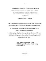 (LUẬN VĂN THẠC SĨ) The exploitation of cooperative activities for teaching speaking skill to the 12th form non-specialized English students at Bac Ninh Specialized High school