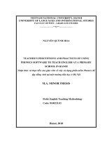 (LUẬN văn THẠC sĩ) teacher’s perceptions and practices of using phonics software to teach english at a primary school in hanoi  