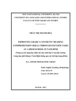 (LUẬN VĂN THẠC SĨ) Improving Grade 11 Students’ Reading Comprehension Skills through Focused Tasks at A High School in Nam Dinh