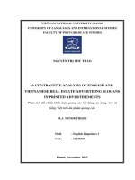 (LUẬN văn THẠC sĩ) a contrastive analysis of english and vietnamese real estate adertising slogans in printed advertisements 