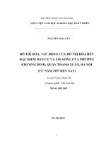 (LUẬN VĂN THẠC SĨ) Đô thị hóa,tác động của đô thị hóa đến đặc điểm dân cư và lối sống của Phường Khương Đình, Quận Thanh Xuân, Hà Nội ( từ năm 1997 đến nay )