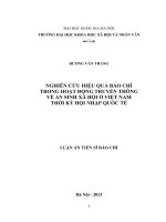 (LUẬN án TIẾN sĩ) nghiên cứu hiệu quả báo chí trong hoạt động truyền thông về an sinh xã hội ở việt nam thời kỳ hội nhập quốc tế  luận án TS  truyền thông đại chúng 62 32 01 01 