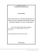 Rèn luyện thao tác trí tuệ đặc biệt hoá và khái quát hóa cho học sinh trong dạy học giải toán chương “tứ giác”ở lớp 8 THCS 