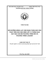 Bồi dưỡng năng lực vận dụng toán học vào thực tiễn cho học sinh lớp 12 thông qua dạy học chủ đề phương trình mũ và phương trình logarit 