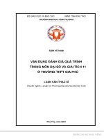 Vận dụng đánh giá quá trình trong môn đại số và giải tích 11 ở trường trung học phổ thông gia phù 