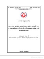 Dạy học nội dung giới hạn (giải tích lớp 11) theo hướng phát triển khám phá cho học sinh 