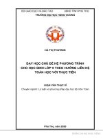 Dạy học chủ đề hệ phương trình cho học sinh lớp 9 theo hướng liên hệ toán học với thực tiễn 