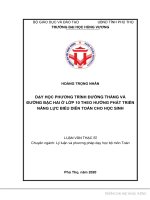 Dạy học phương trình đường thẳng và đường bậc hai ở lớp 10 theo hướng phát triển năng lực biểu diễn toán cho học sinh 