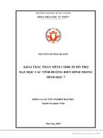 Khai thác phần mềm cabri 2d hỗ trợ dạy học các tình huống điển hình trong hình học 7 