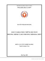 Giải và khai thác những bài toán phương trình và bất phương trình đa thức 