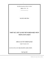 Thiết kế, chế tạo bộ thí nghiệm điện phân trong dung dịch 