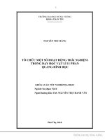 Tổ chức một số hoạt động trải nghiệm trong dạy học vật lí lớp 11 phần quang hình học 