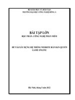 BÀI TẬP LỚN HỌC PHẦN CÔNG NGHỆ PHẦN MỀM     ĐỀ TÀI XÂY DỰNG HỆ THỐNG WEBSITE BÁN BẢN QUYỀN GAME ONLINE