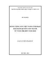 (LUẬN án TIẾN sĩ) đảng cộng sản việt nam lãnh đạo bảo đảm quyền con người từ năm 1986 đến năm 2010   